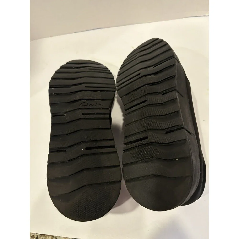 Clarks Loriini West Black Nubuck Platform Wedge Loafers Slip On Women’s 7.5